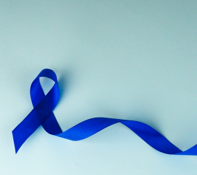 blue ribbon for colorectal cancer screening month