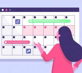 an animation of a woman tracking her menstrual cycle.