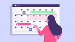 an animation of a woman tracking her menstrual cycle.